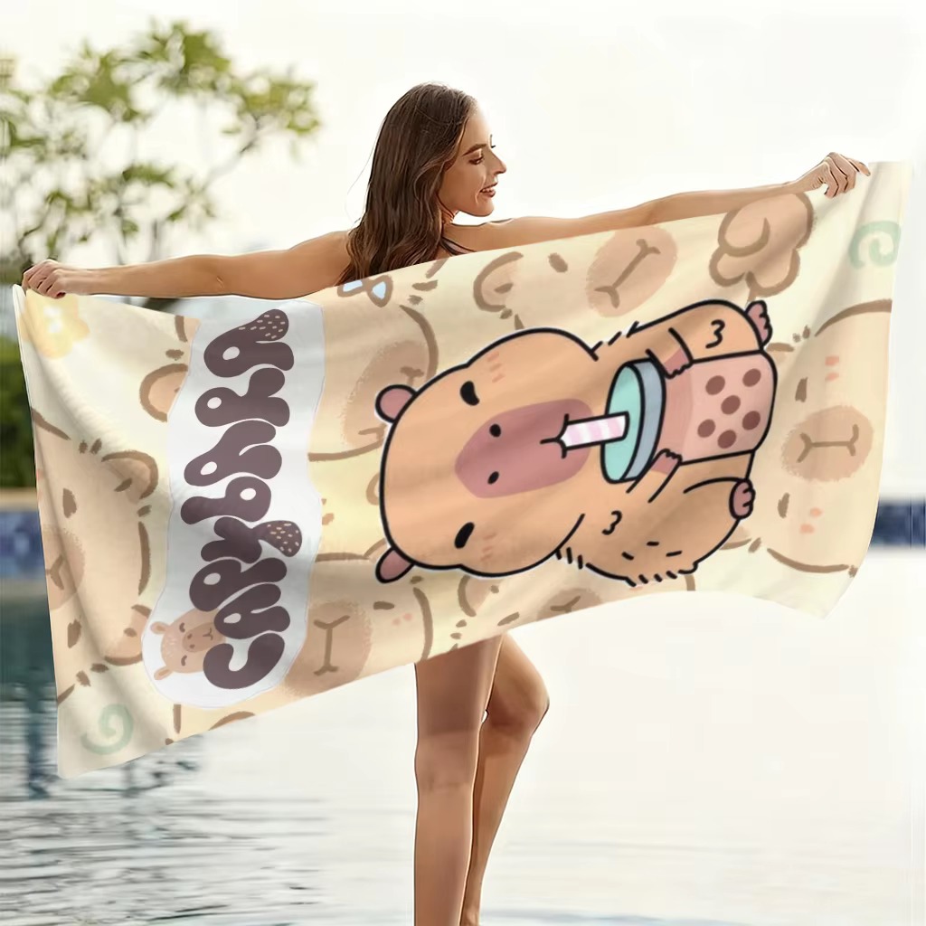 Towel Small Sport - Çabuk kuruyan kapibara karikatür plaj havlusu