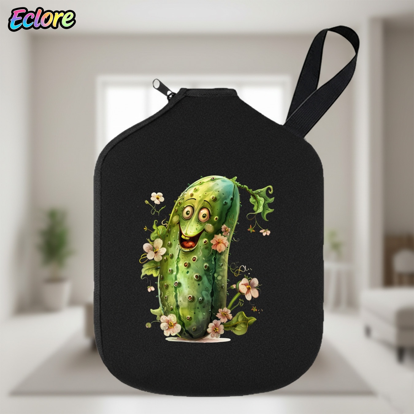 Racket Cover Bag - Karikatür Gülümseme Pickleball Kürek Kapağı Yumuşak